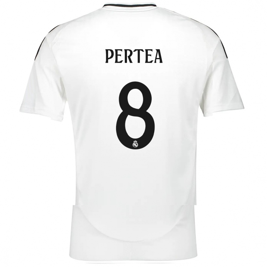 Kids Football Raul Pertea #8 White Home Jersey 2024/25 T-Shirt Za