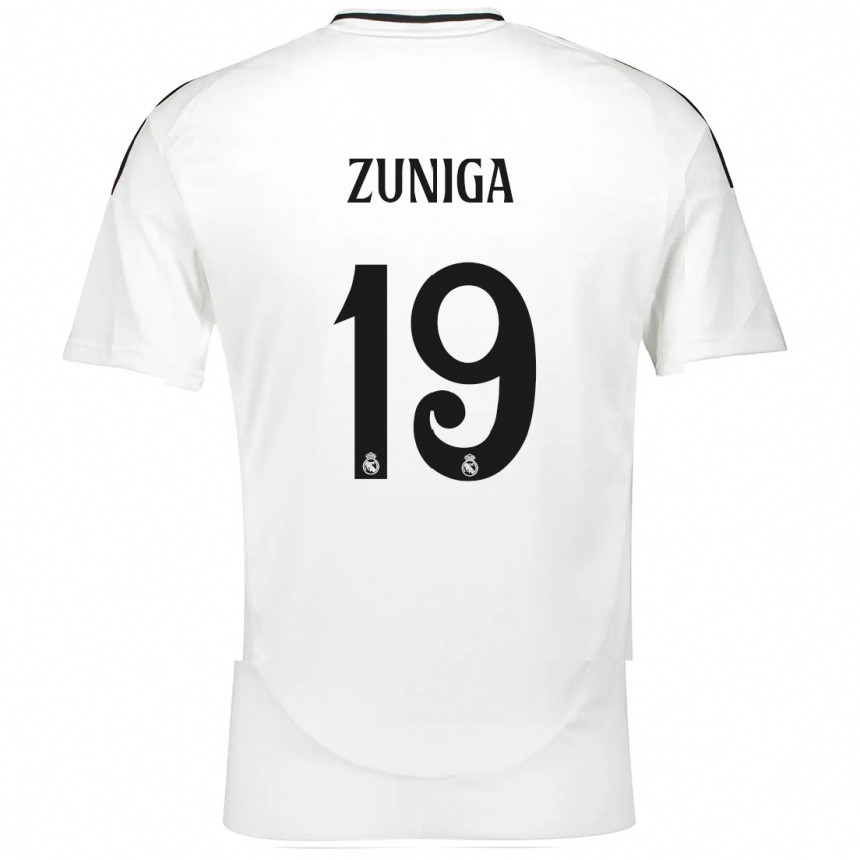 Kids Football Loren Zúñiga #19 White Home Jersey 2024/25 T-Shirt Za