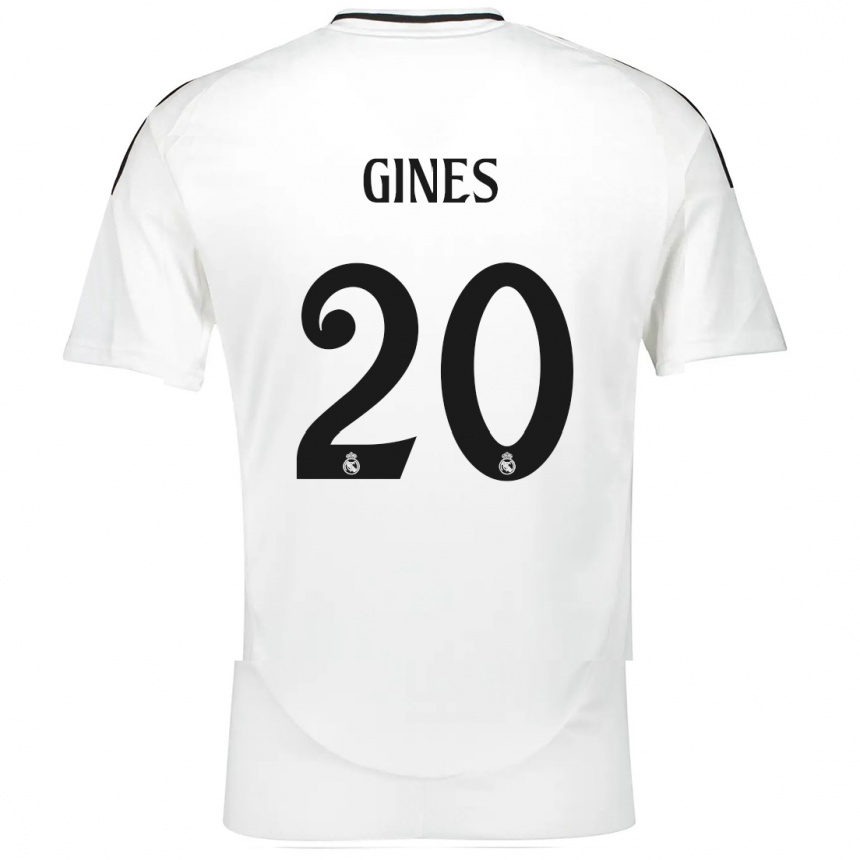 Kids Football Alvaro Gines #20 White Home Jersey 2024/25 T-Shirt Za