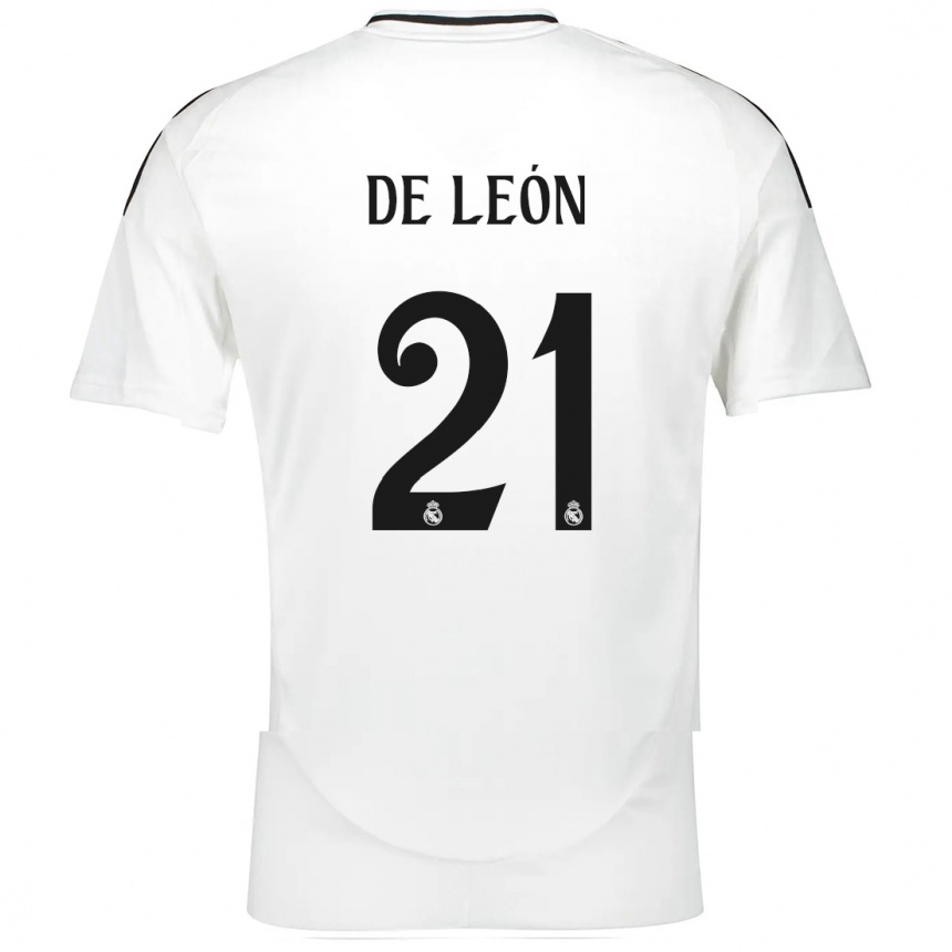 Kids Football Jeremy De León #21 White Home Jersey 2024/25 T-Shirt Za