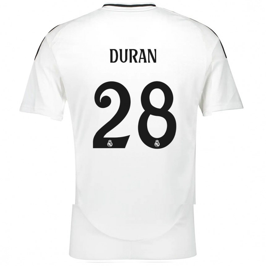 Kids Football Pol Duran #28 White Home Jersey 2024/25 T-Shirt Za