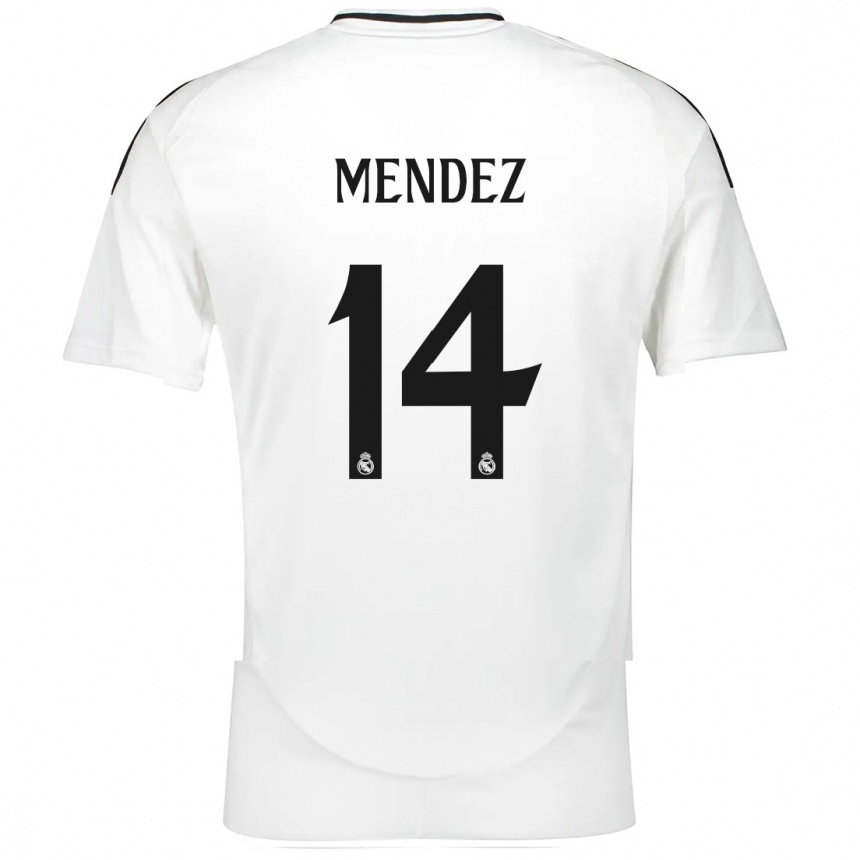 Kids Football María Méndez #14 White Home Jersey 2024/25 T-Shirt Za