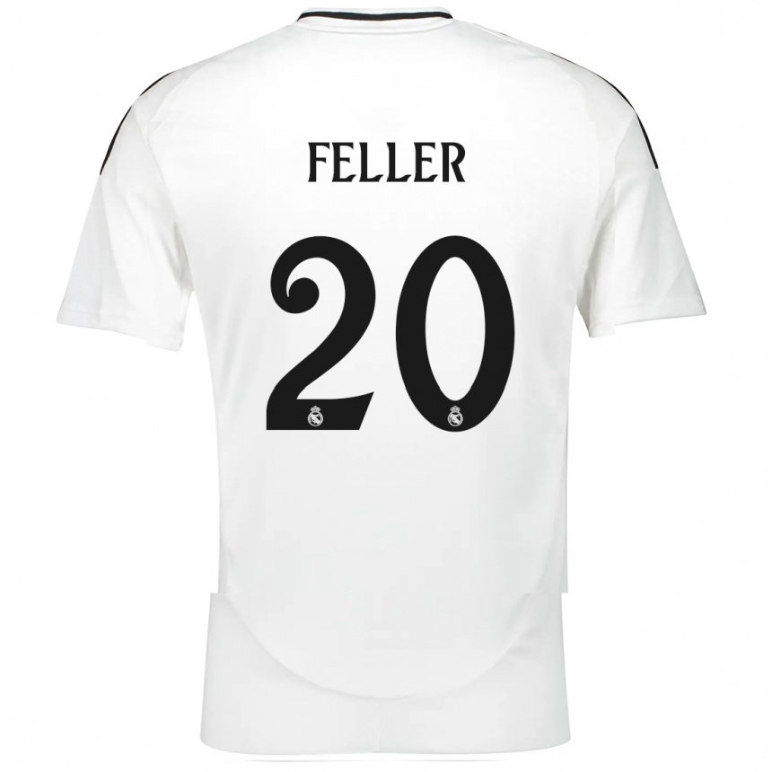 Kids Football Naomie Feller #20 White Home Jersey 2024/25 T-Shirt Za