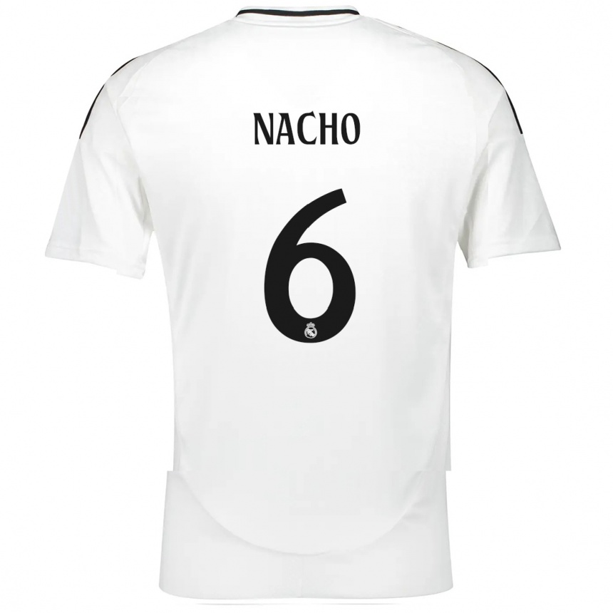 Kids Football Nacho Fernandez #6 White Home Jersey 2024/25 T-Shirt Za