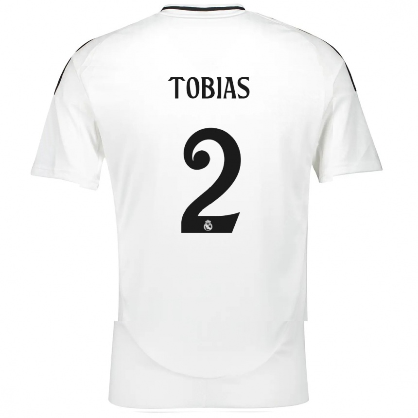 Kids Football Vinícius Tobias #2 White Home Jersey 2024/25 T-Shirt Za