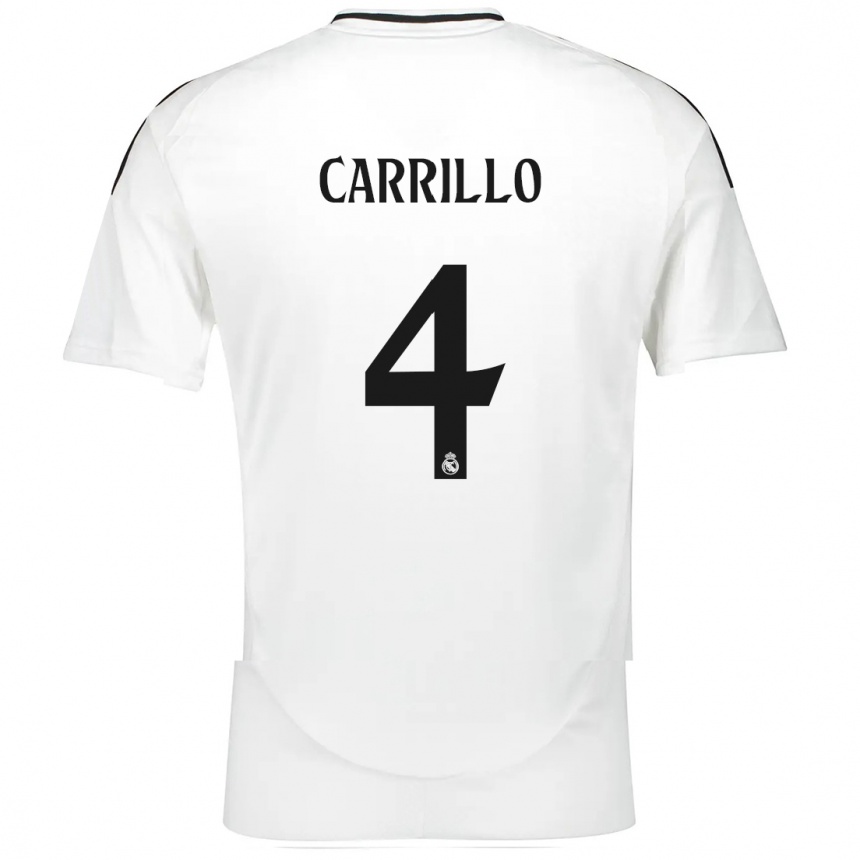 Kids Football Álvaro Carrillo #4 White Home Jersey 2024/25 T-Shirt Za