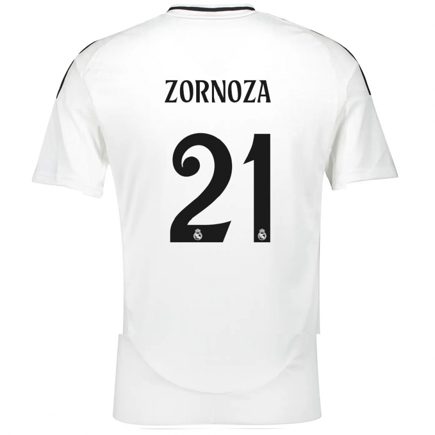 Kids Football Claudia Zornoza #21 White Home Jersey 2024/25 T-Shirt Za