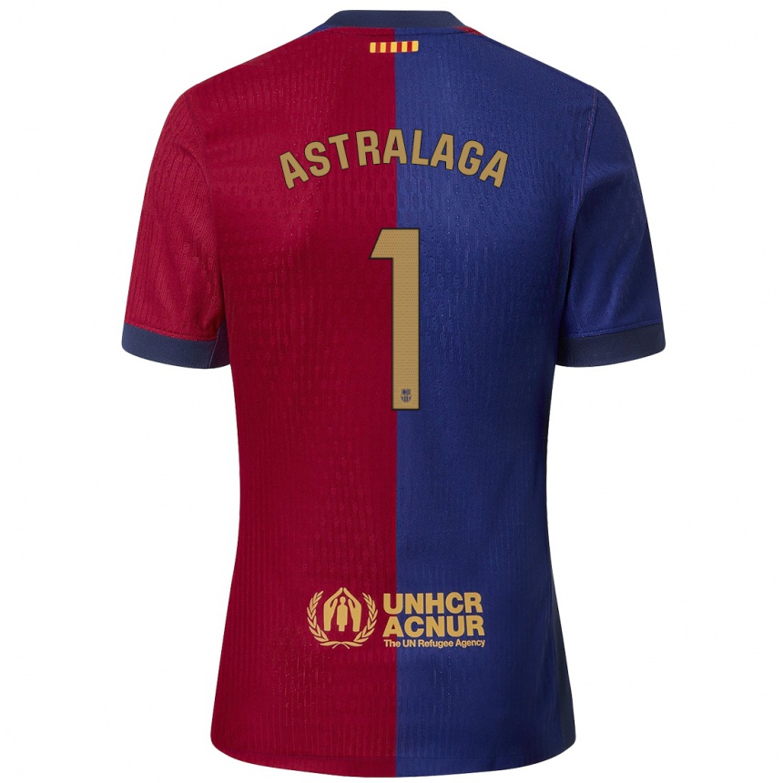 Kids Football Ander Astralaga #1 Blue Red Home Jersey 2024/25 T-Shirt Za