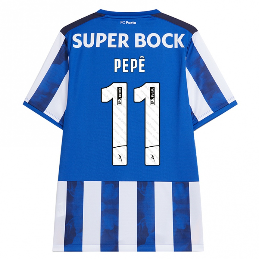 Kids Football Pepe #11 Blue White Home Jersey 2024/25 T-Shirt Za