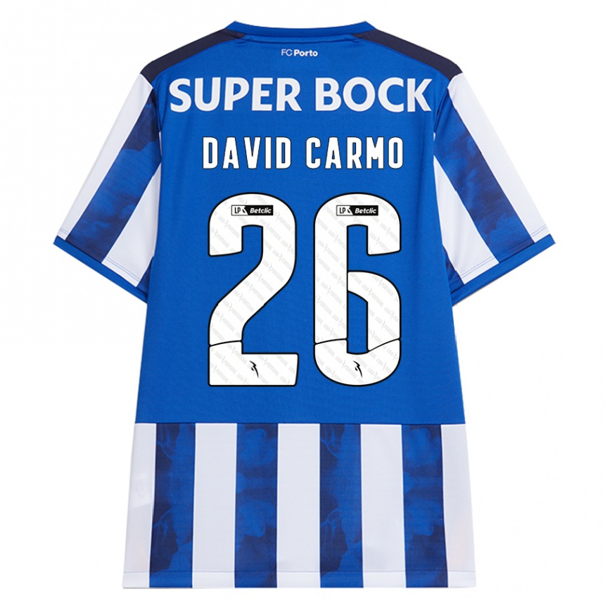 Kids Football David Carmo #26 Blue White Home Jersey 2024/25 T-Shirt Za