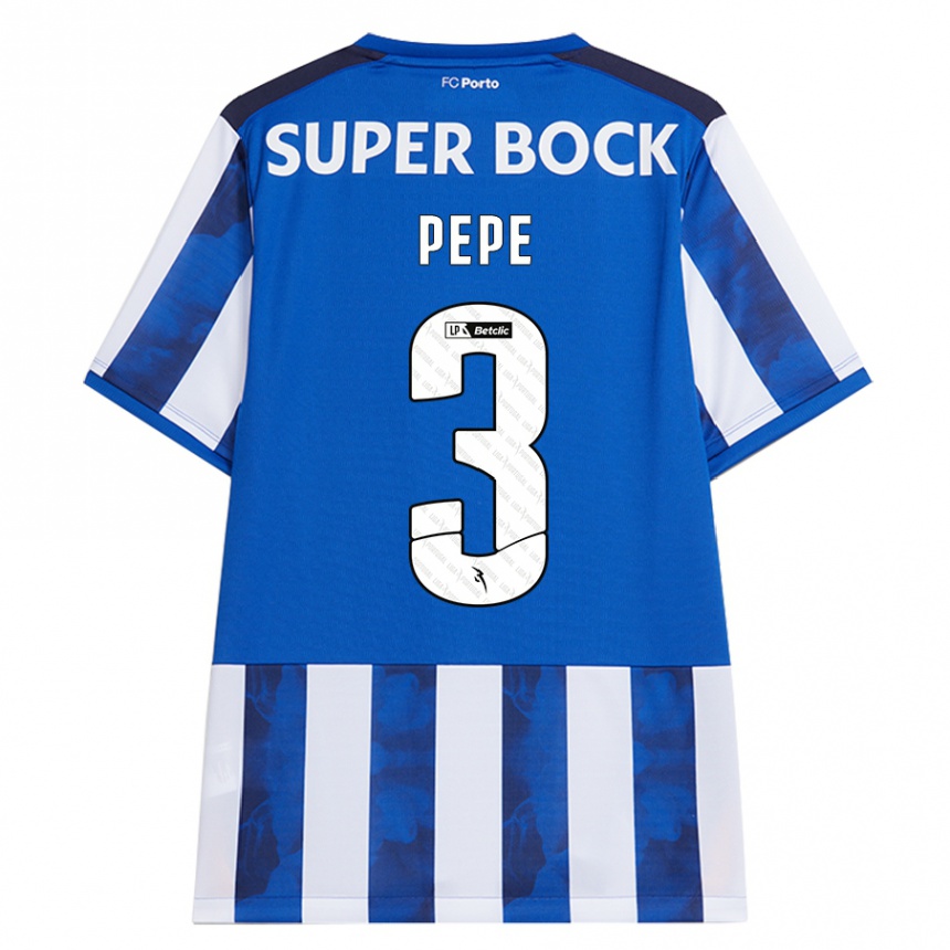 Kids Football Pepe #3 Blue White Home Jersey 2024/25 T-Shirt Za