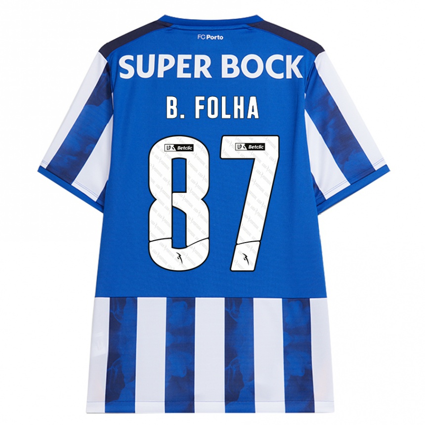 Kids Football Bernardo Folha #87 Blue White Home Jersey 2024/25 T-Shirt Za