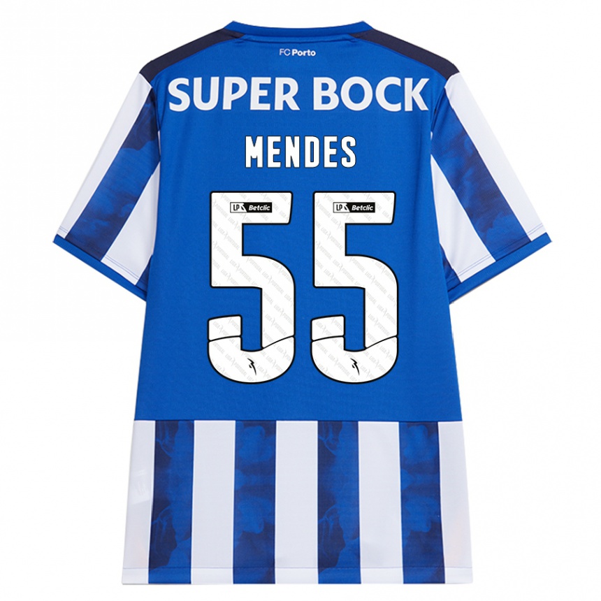 Kids Football João Mendes #55 Blue White Home Jersey 2024/25 T-Shirt Za