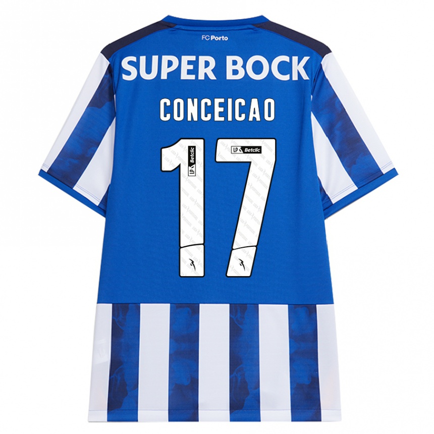 Kids Football Rodrigo Conceicao #17 Blue White Home Jersey 2024/25 T-Shirt Za