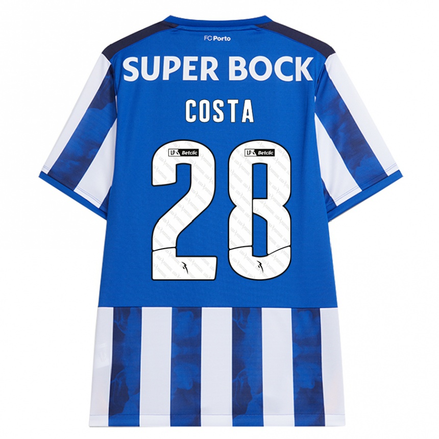 Kids Football Bruno Costa #28 Blue White Home Jersey 2024/25 T-Shirt Za