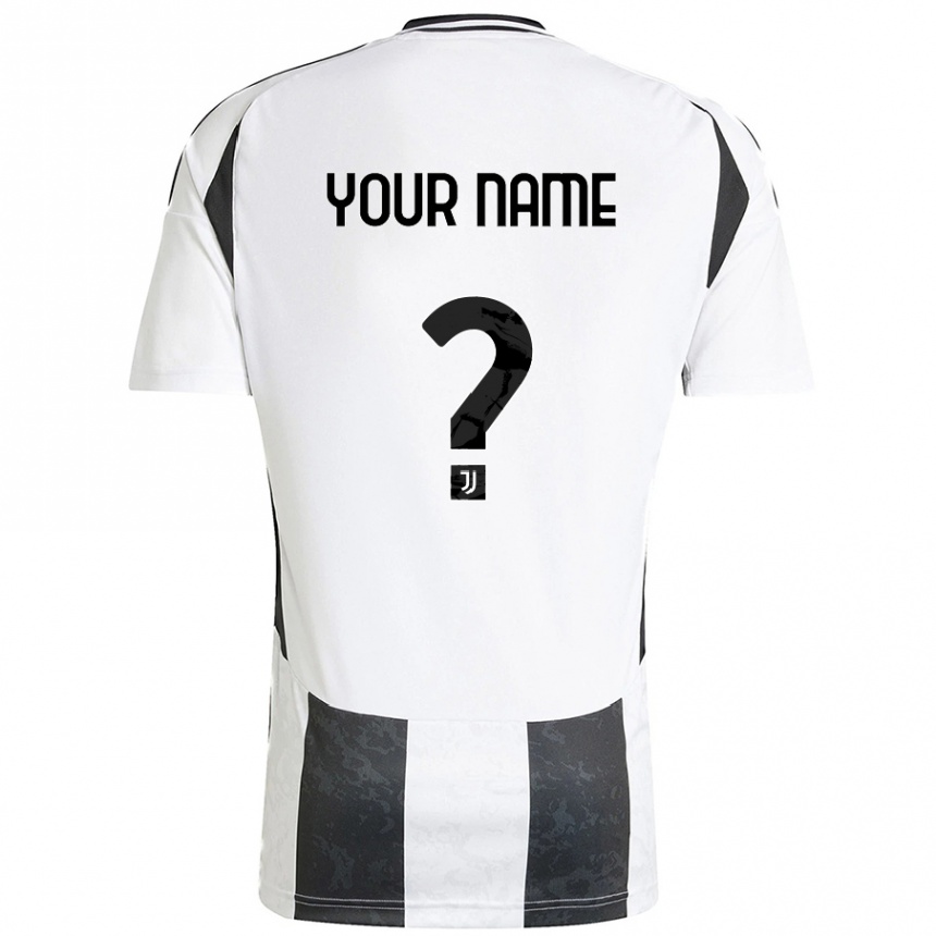 Kids Football Your Name #0 White Black Home Jersey 2024/25 T-Shirt Za