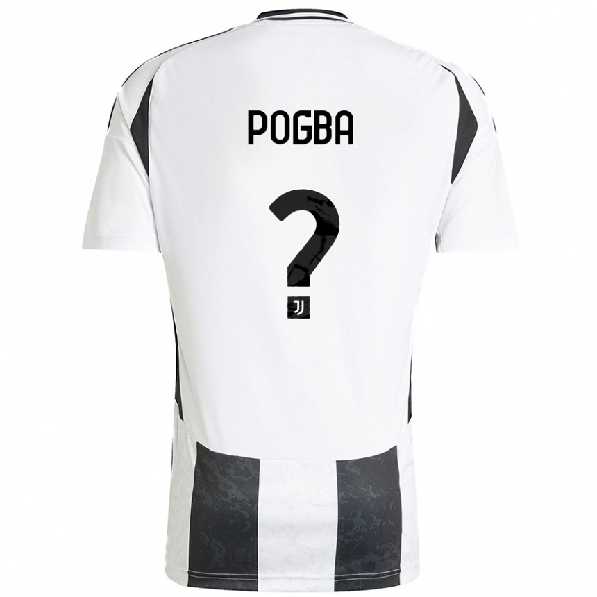 Kids Football Paul Pogba #0 White Black Home Jersey 2024/25 T-Shirt Za