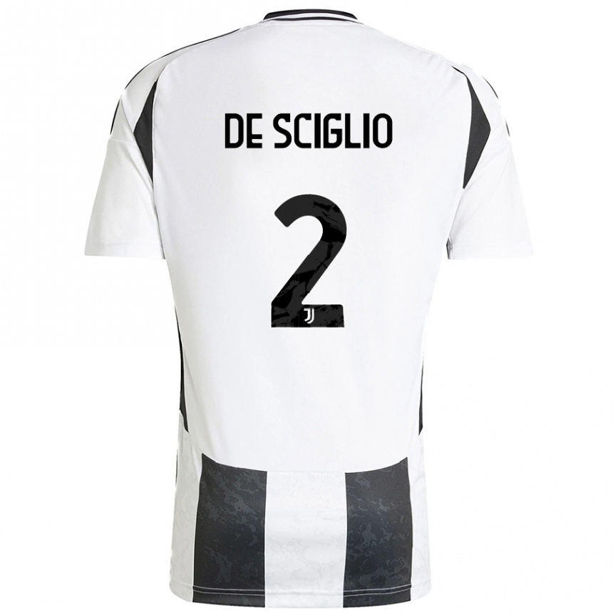 Kids Football Mattia De Sciglio #2 White Black Home Jersey 2024/25 T-Shirt Za