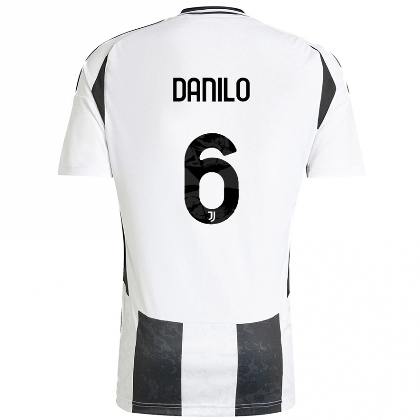 Kids Football Danilo #6 White Black Home Jersey 2024/25 T-Shirt Za