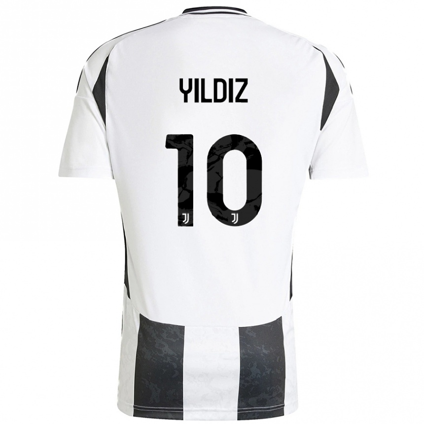 Kids Football Kenan Yildiz #10 White Black Home Jersey 2024/25 T-Shirt Za