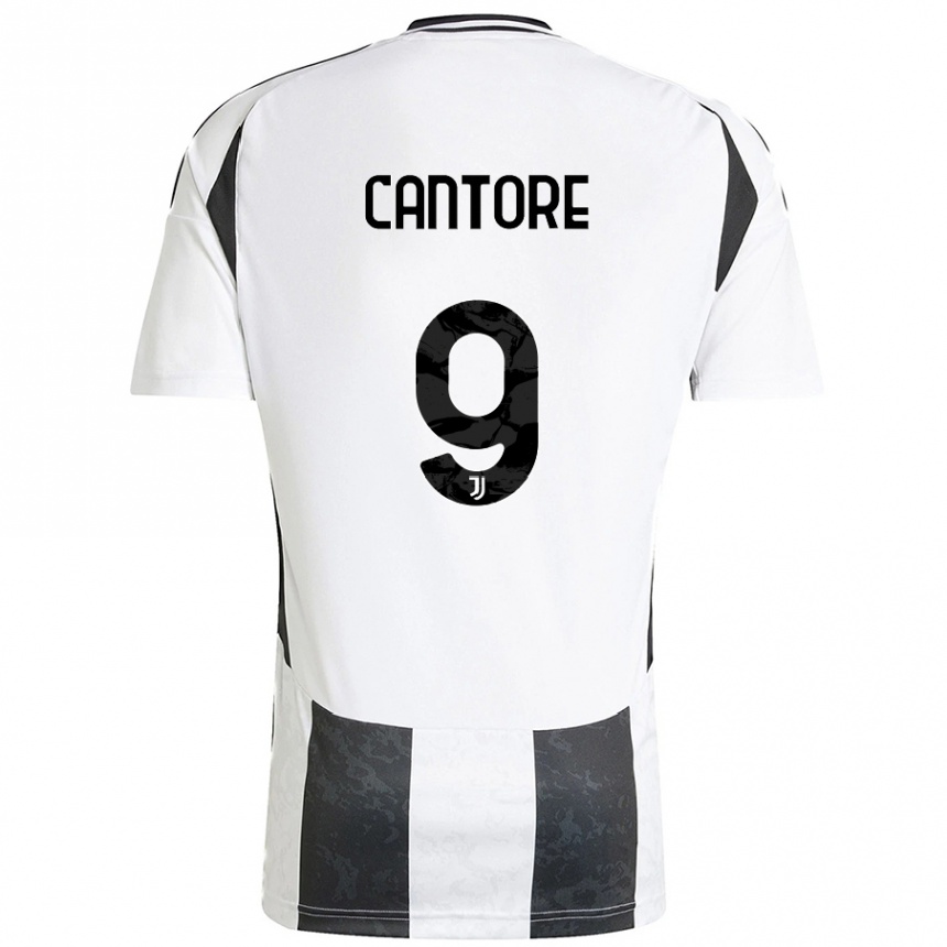 Kids Football Sofia Cantore #9 White Black Home Jersey 2024/25 T-Shirt Za