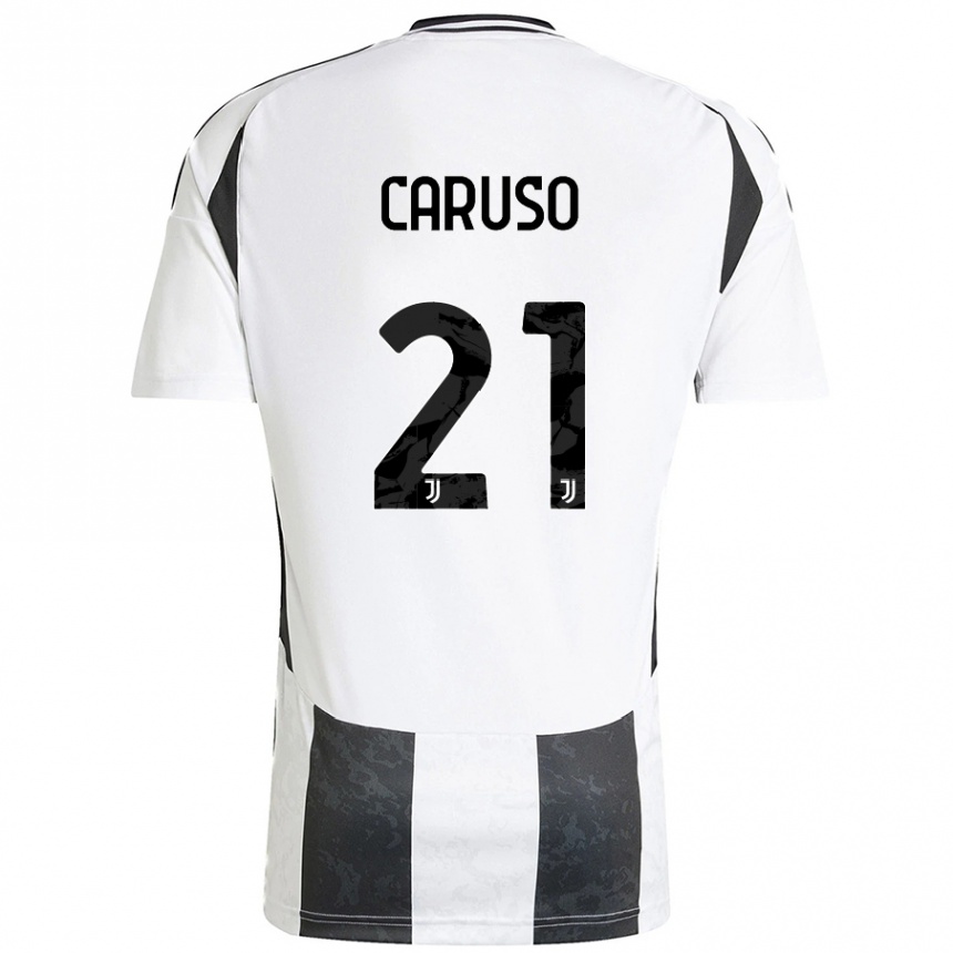 Kids Football Arianna Caruso #21 White Black Home Jersey 2024/25 T-Shirt Za