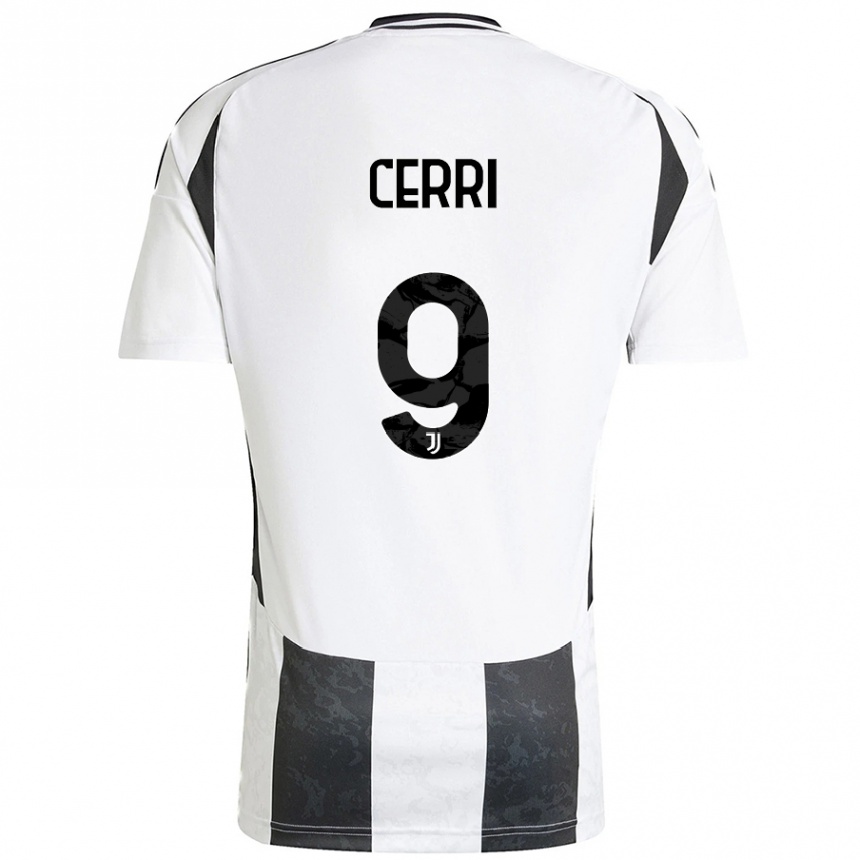 Kids Football Leonardo Cerri #9 White Black Home Jersey 2024/25 T-Shirt Za