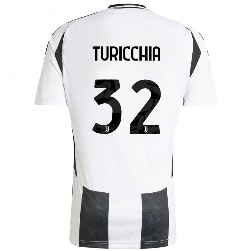 Kids Football Riccardo Turicchia #32 White Black Home Jersey 2024/25 T-Shirt Za