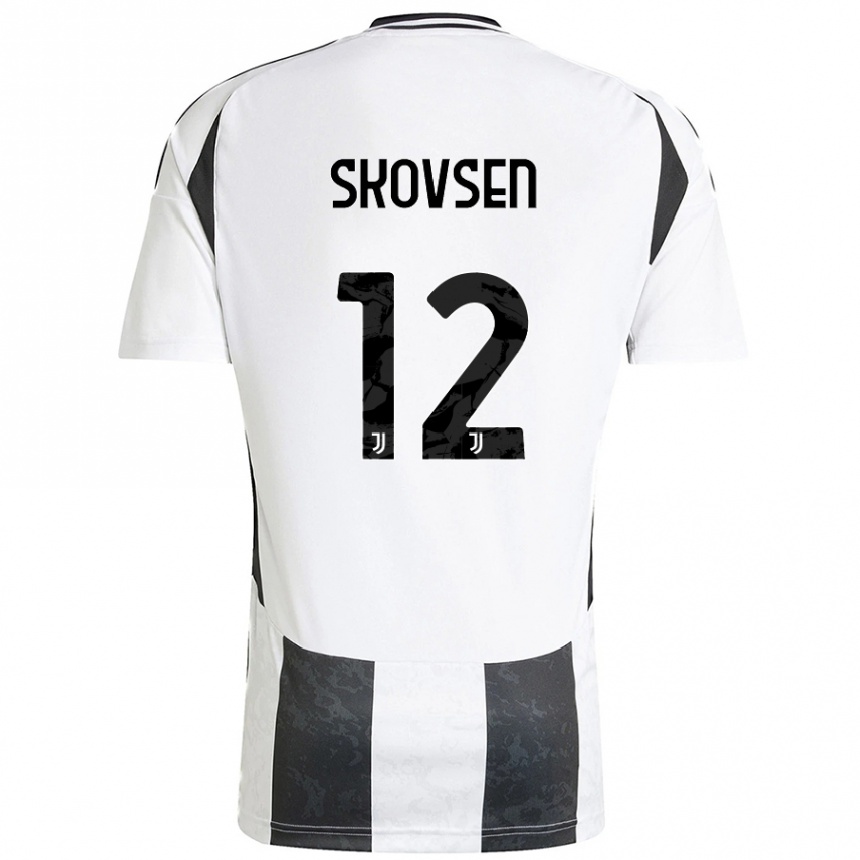 Kids Football Matilde Lundorf Skovsen #12 White Black Home Jersey 2024/25 T-Shirt Za