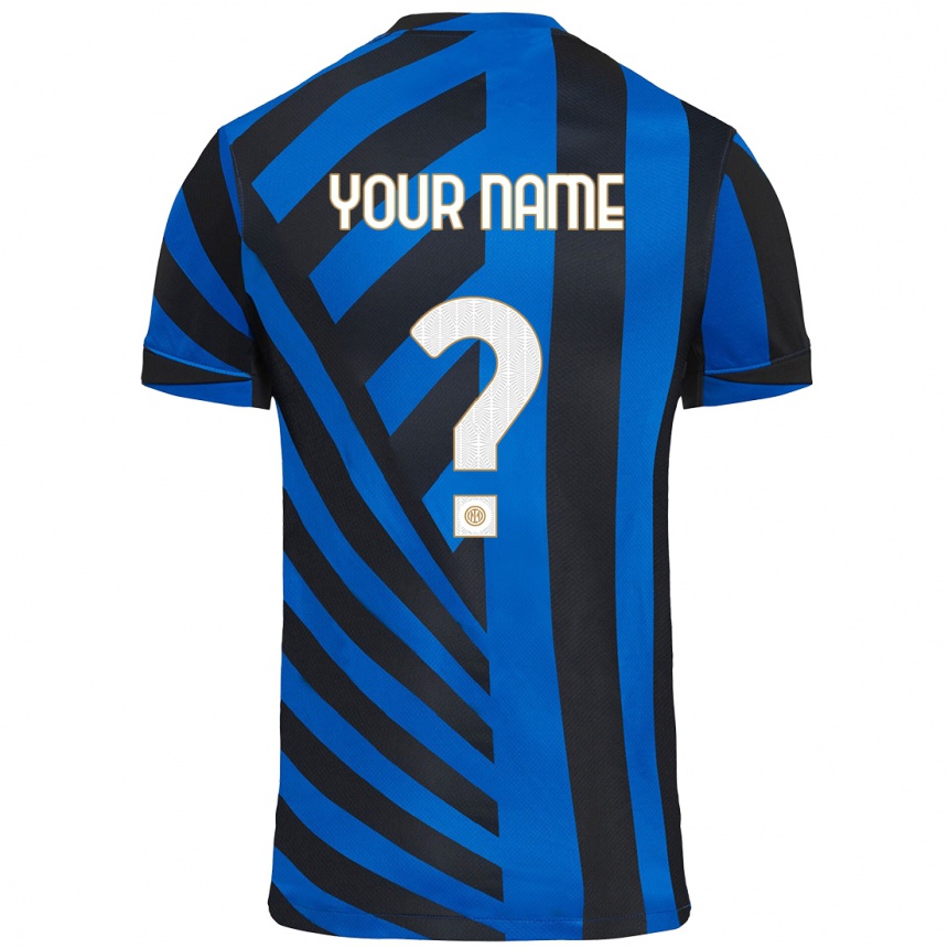 Kids Football Your Name #0 Blue Black Home Jersey 2024/25 T-Shirt Za