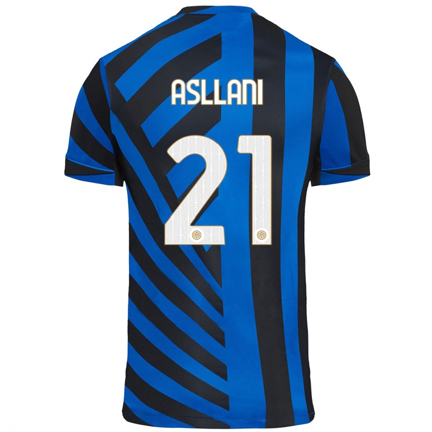 Kids Football Kristjan Asllani #21 Blue Black Home Jersey 2024/25 T-Shirt Za