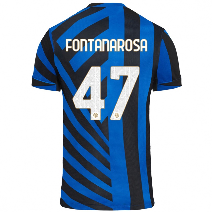 Kids Football Alessandro Fontanarosa #47 Blue Black Home Jersey 2024/25 T-Shirt Za