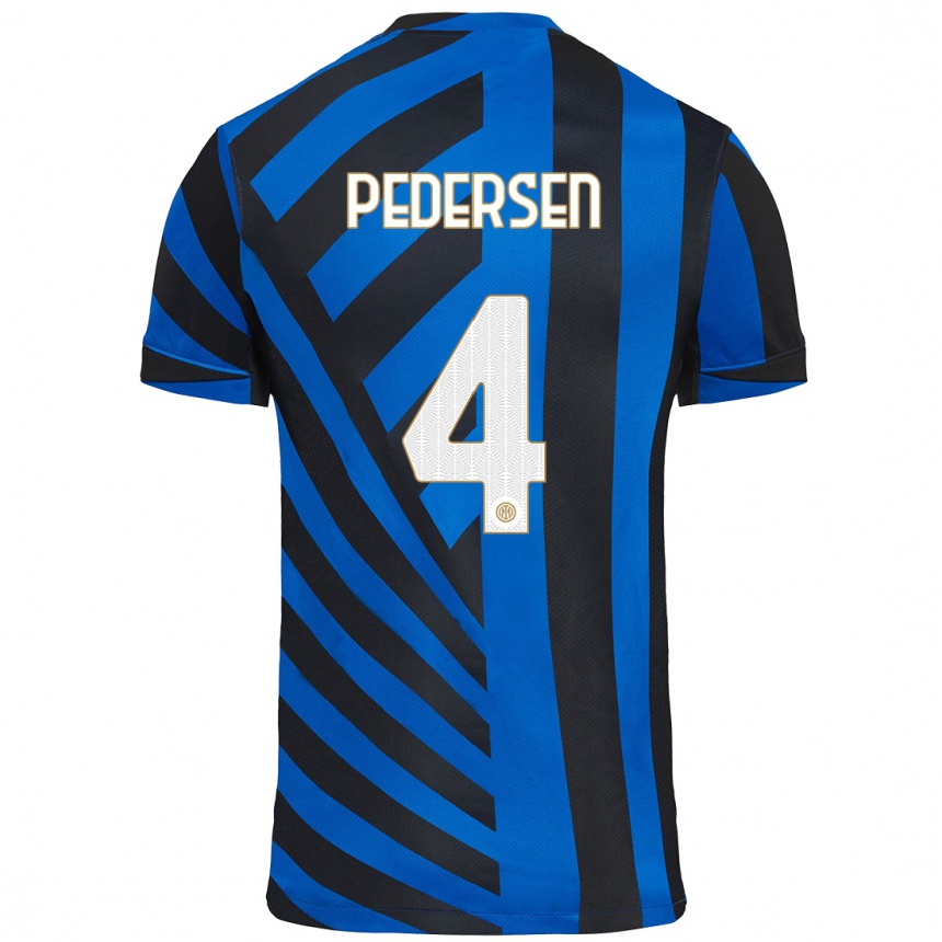 Kids Football Sofie Junge Pedersen #4 Blue Black Home Jersey 2024/25 T-Shirt Za