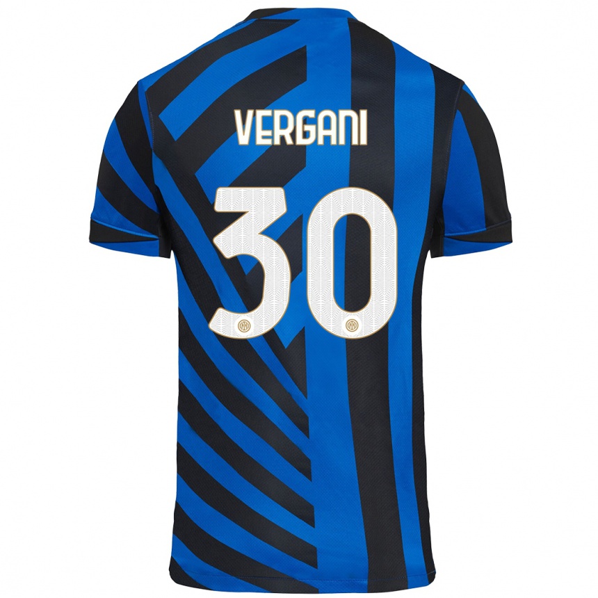 Kids Football Bianca Vergani #30 Blue Black Home Jersey 2024/25 T-Shirt Za