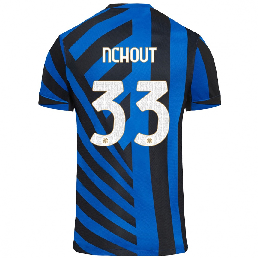 Kids Football Ajara Nchout #33 Blue Black Home Jersey 2024/25 T-Shirt Za