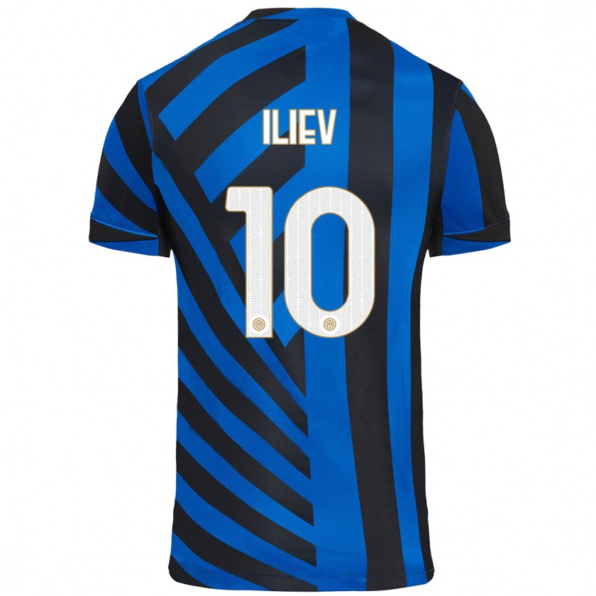 Kids Football Nikola Iliev #10 Blue Black Home Jersey 2024/25 T-Shirt Za