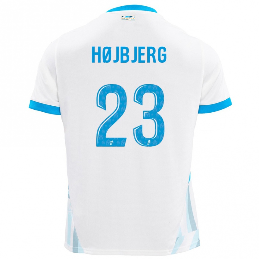 Kids Football Pierre Emile Hojbjerg #23 White Sky Blue Home Jersey 2024/25 T-Shirt Za