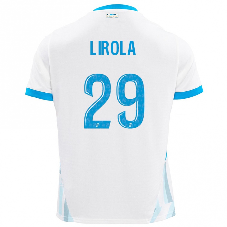 Kids Football Pol Lirola #29 White Sky Blue Home Jersey 2024/25 T-Shirt Za