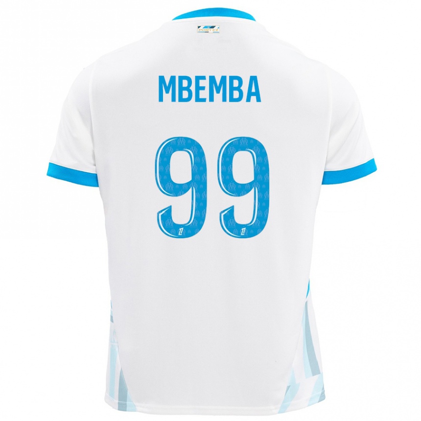 Kids Football Chancel Mbemba #99 White Sky Blue Home Jersey 2024/25 T-Shirt Za