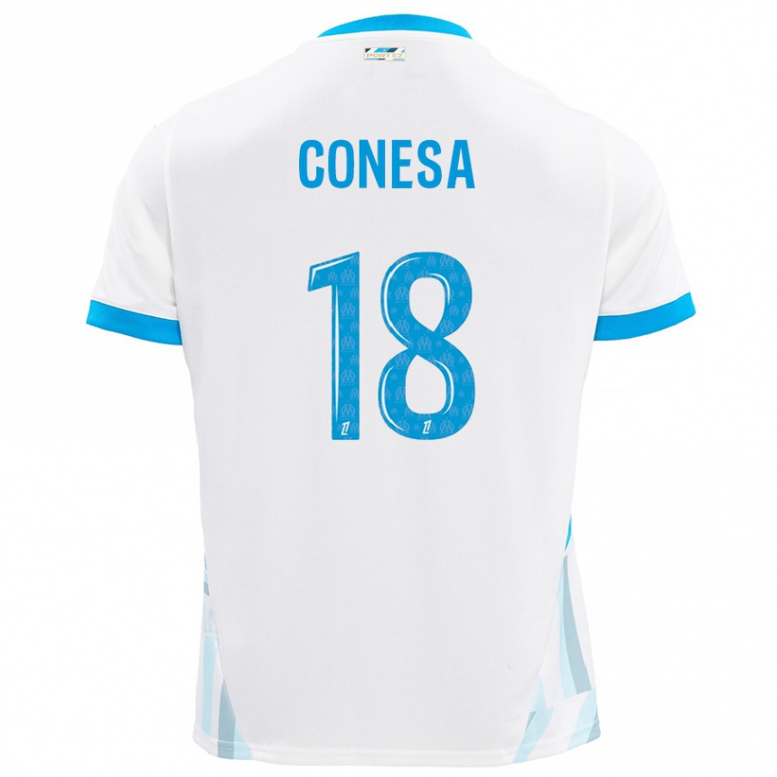 Kids Football Anna Conesa #18 White Sky Blue Home Jersey 2024/25 T-Shirt Za