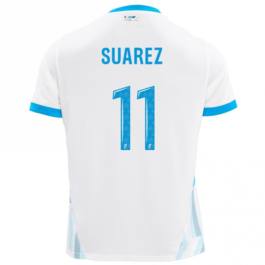 Kids Football Luis Suarez #11 White Sky Blue Home Jersey 2024/25 T-Shirt Za