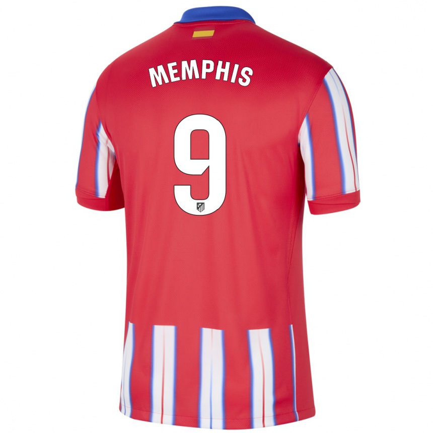 Kids Football Memphis Depay #9 Red White Blue Home Jersey 2024/25 T-Shirt Za