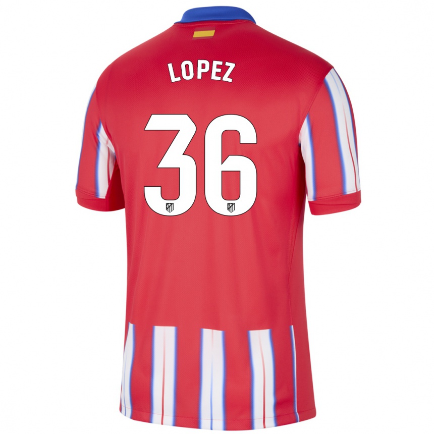 Kids Football David Lopez #36 Red White Blue Home Jersey 2024/25 T-Shirt Za