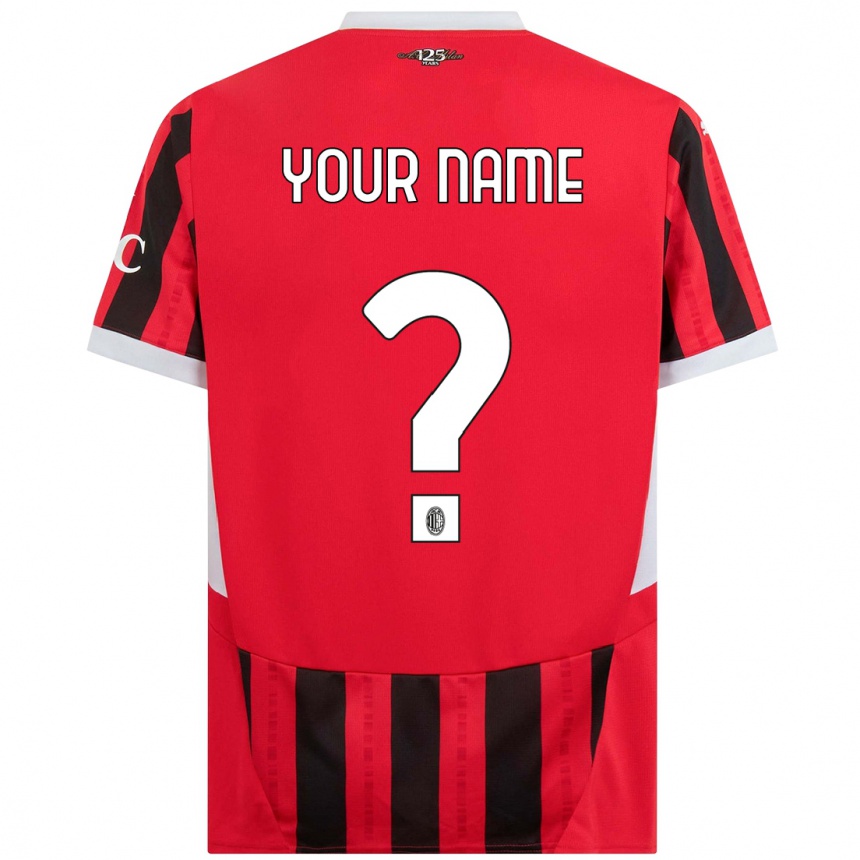 Kids Football Your Name #0 Red Black Home Jersey 2024/25 T-Shirt Za