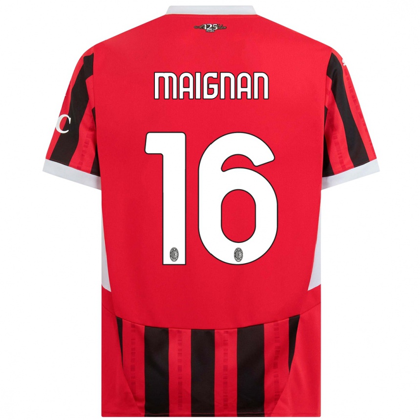 Kids Football Mike Maignan #16 Red Black Home Jersey 2024/25 T-Shirt Za