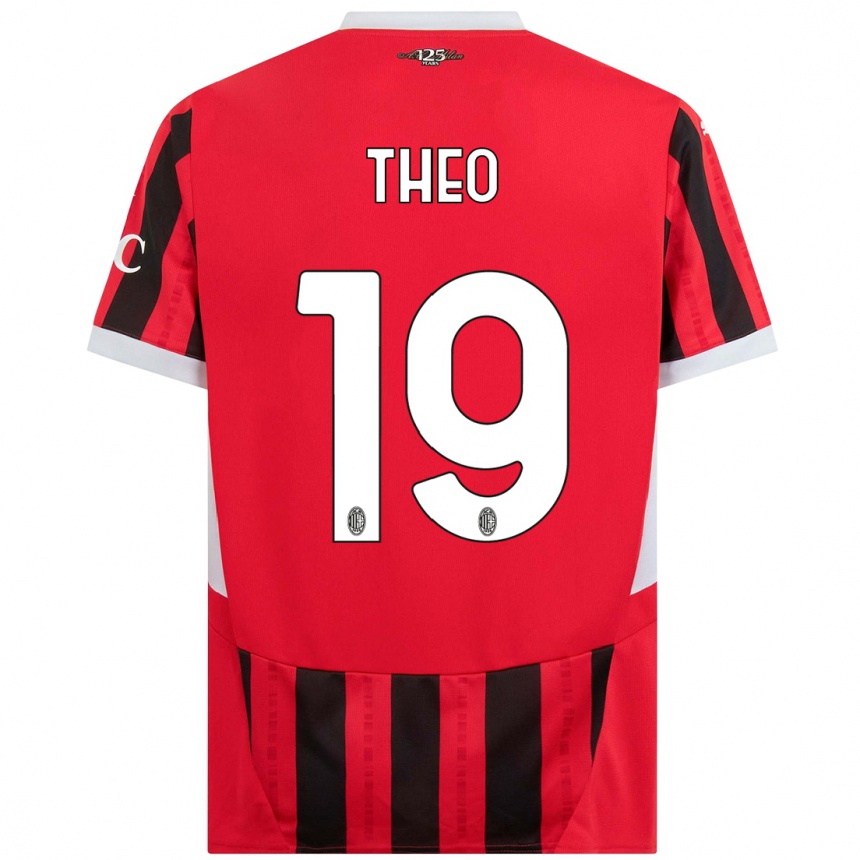 Kids Football Theo Hernandez #19 Red Black Home Jersey 2024/25 T-Shirt Za