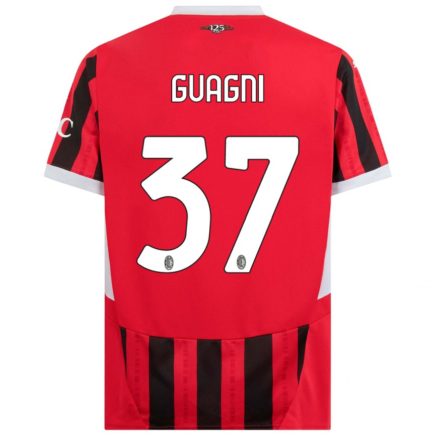 Kids Football Alia Guagni #37 Red Black Home Jersey 2024/25 T-Shirt Za