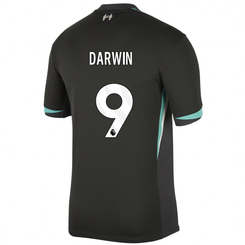 Kids Football Darwin Nunez #9 Black Anthracite White Away Jersey 2024/25 T-Shirt Za