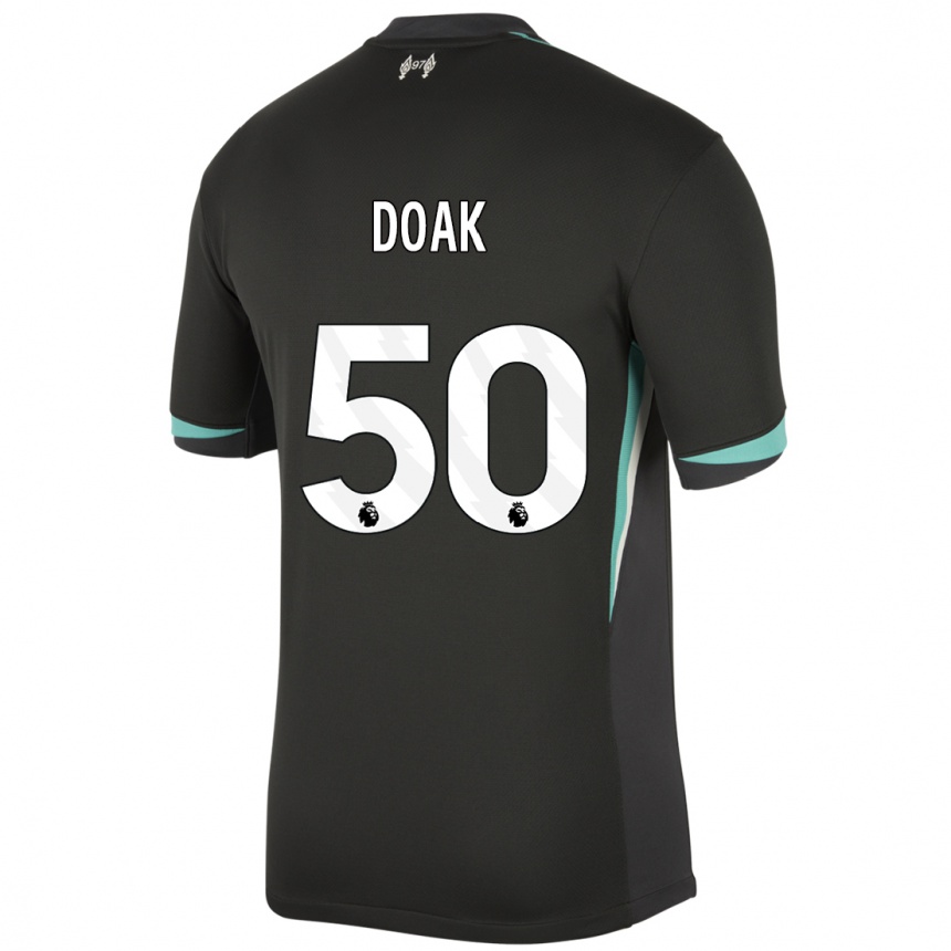 Kids Football Ben Doak #50 Black Anthracite White Away Jersey 2024/25 T-Shirt Za