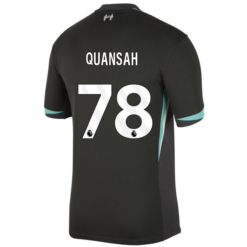 Kids Football Jarell Quansah #78 Black Anthracite White Away Jersey 2024/25 T-Shirt Za